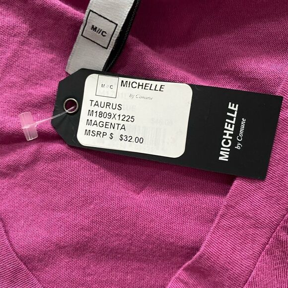 Michelle by Comune Taurus Zodiac Constellation Print Tee Shirt Magenta Size Med - Picture 5 of 7